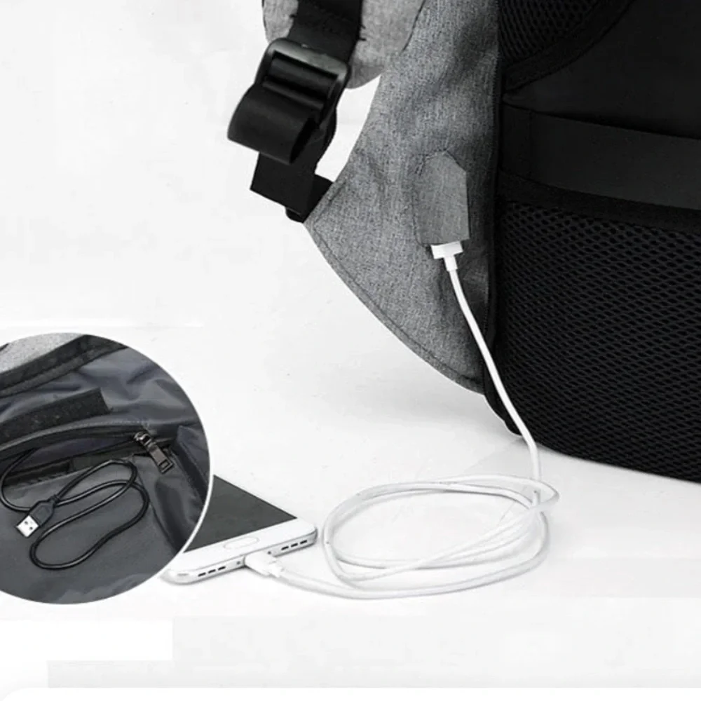 Anti Theft Multifunction UniSex Backpack USB Charging Laptop Rucksacks 17 X 12